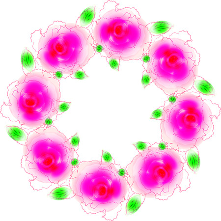 Rose wreath or border. Floral detail for summer design.のイラスト素材