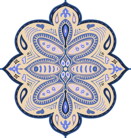 Abstract Abstract ornate elements. Decorative pattern for fabric, textile, poster, cards, covers, web. Colorful ornament. Indian paisley motif on white background.のイラスト素材