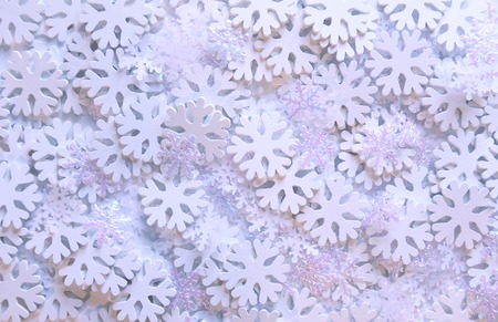 White artificial snowflakes on softの写真素材