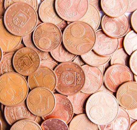 Latvian euro coins of different denomination.の写真素材