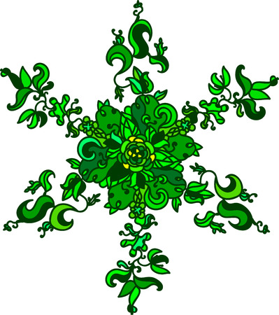 Abstract beautiful mandala design on white background. Ornate snowflake. Decorative doodle element.のイラスト素材