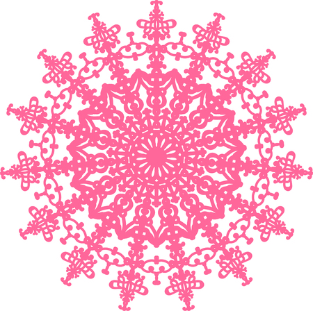 Abstract beautiful mandala design on white background. Colorful doodle element.のイラスト素材