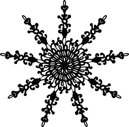 Abstract beautiful mandala design on white background. Ornate snowflake. Decorative doodle element.のイラスト素材
