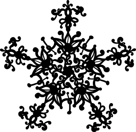 Abstract beautiful mandala design on white background. Ornate snowflake. Decorative doodle element.のイラスト素材