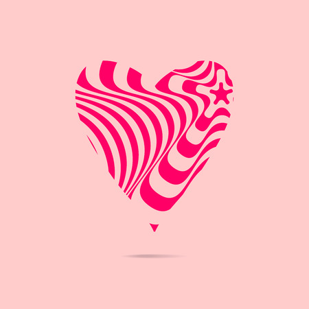 Optical illusion striped heart symbol. Valentine's day modern design element.のイラスト素材