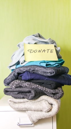 Home wardrobe with different clothesの写真素材