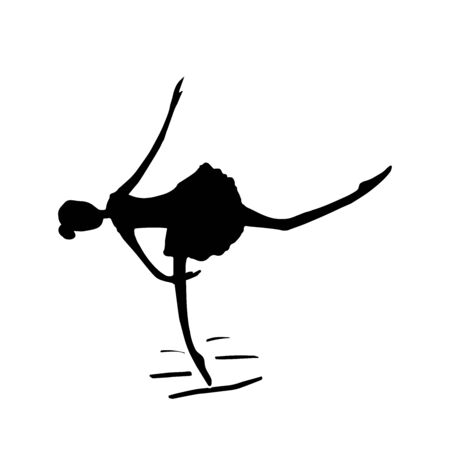 Ballerina black silhouette on white background. Ballet girl. Dancer illustrationの写真素材