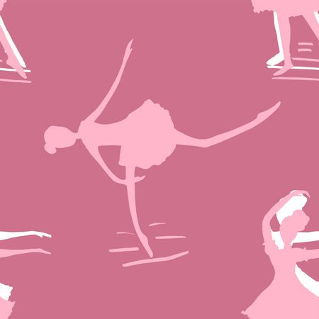 Seamless pattern of ballerina silhouettes. Ballet girl. Dancer illustration. Decorative background.の写真素材
