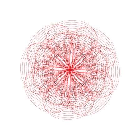 Spirograph abstract symmetrical ornament. Fractal graphic element.のイラスト素材