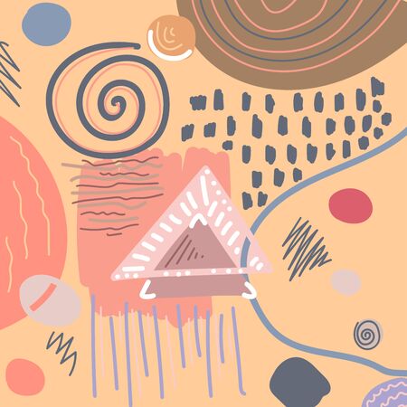 Abstract pattern with triangles, lines, blots and other shapesのイラスト素材