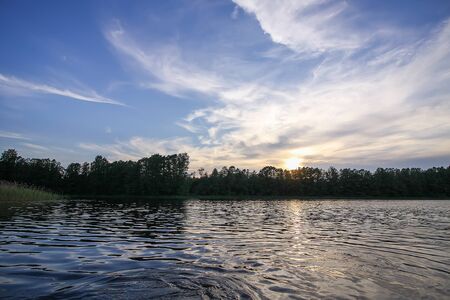 Scenic view to landscape with lake in Latvia, Latgale, East Europe. Summer natureの写真素材