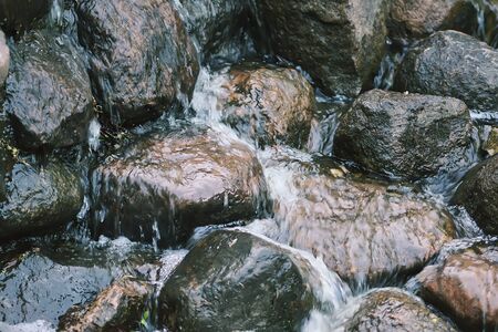 Flowing water on Bastion hill in Riga, Latvia, East Europe.の写真素材