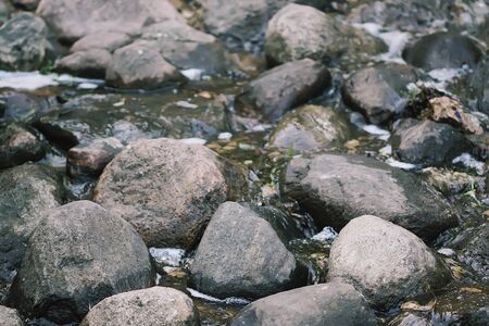 Flowing water on Bastion hill in Riga, Latvia, East Europe.の写真素材