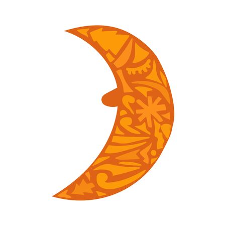 Vector image of moon in doodle style. Funny cartoon style illustration.のイラスト素材