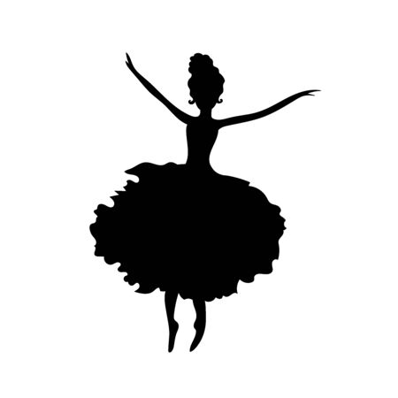 Ballerina silhouette on white background. Female dancer figure. Vector illustrationのイラスト素材