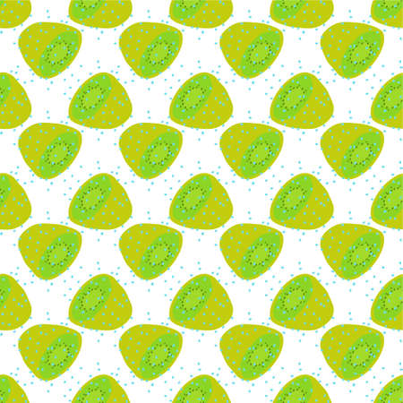 Seamless texture. Decorative background design with summer kiwi fruits. Colorful vector pattern for textile, stationery, wallpaperのイラスト素材