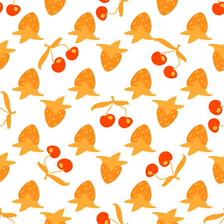 Seamless texture. Decorative background design with summer fruits. Colorful vector pattern for...