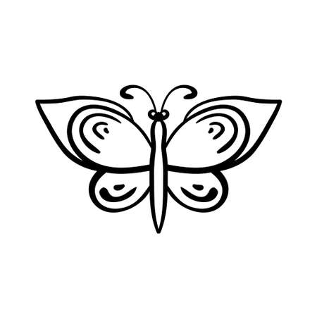 Butterfly illustration. Coloring book page elementのイラスト素材
