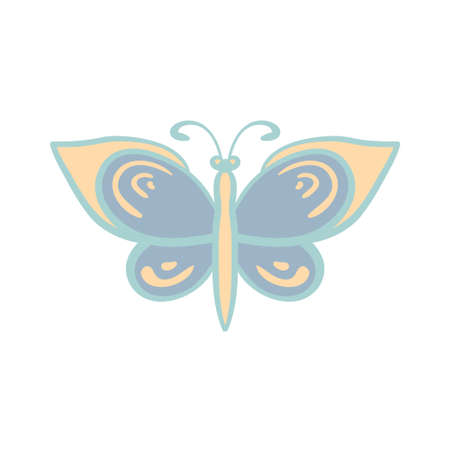 Hand drawn vector illustration of the colorful butterflyのイラスト素材