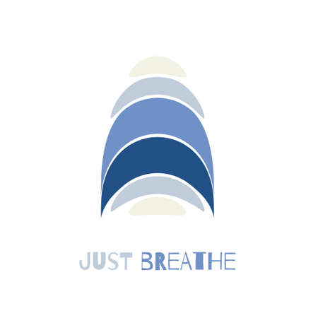 Just breathe. Inspiratrional positive phrase. Motivational poster with abstract shape composition. Vector illustration.のイラスト素材