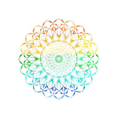 Watercolor colorful mandala patternのイラスト素材