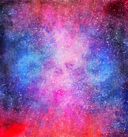 Watercolor hand painted cosmic background. Night sky with stars.の写真素材