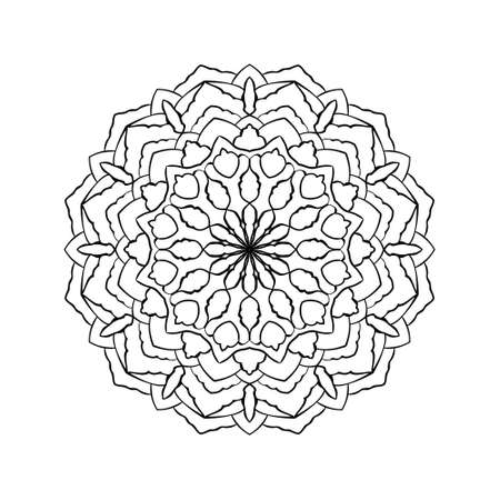 Hand drawn round mandala pattern. Lacy ornament in circle. Vector illustration. Element for coloring pages.のイラスト素材