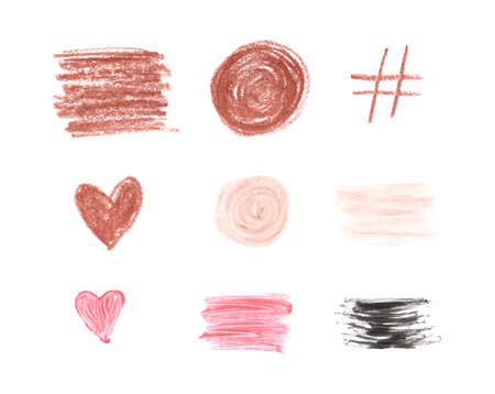 Set of watercolor geometric shapes and brush strokes. Hand painted design elements.の写真素材