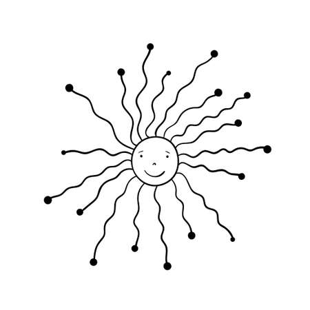 Illustration of cartoon style sun with smiling faceのイラスト素材