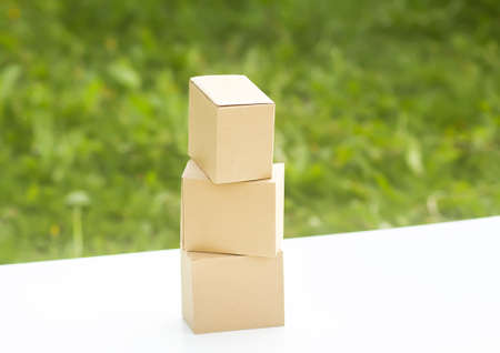 Cardboard empty boxes outdoors.