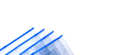 Plastic transparent zipper bags on soft light backgroundの写真素材