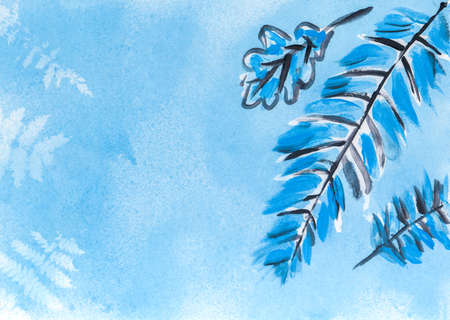 Abstract watercolor texture with herbal elements. Colorful brush stroke background. Hand painted overlay.の写真素材