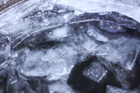 Melting ice surface close up