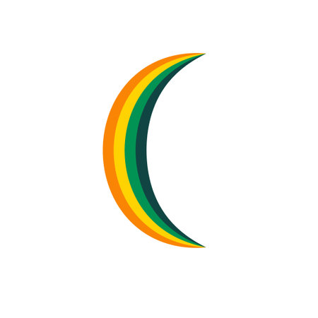 Striped stylized moon. Vector illustrationのイラスト素材