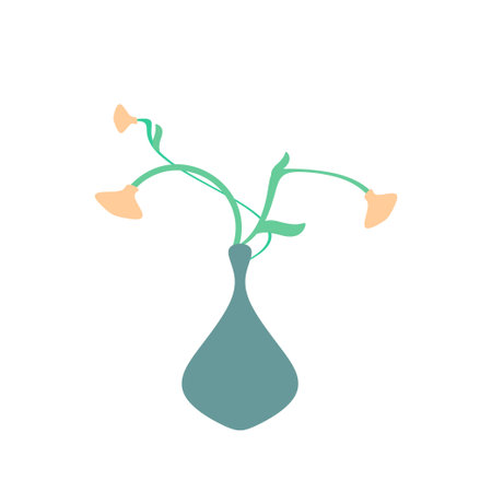 Stylized bouquet of flowers in a vase. Vector illustration. Botanical poster.のイラスト素材