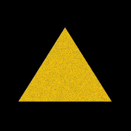 Vector geometric shape. Dotted yellow triangle on black background. Modern halftone.のイラスト素材