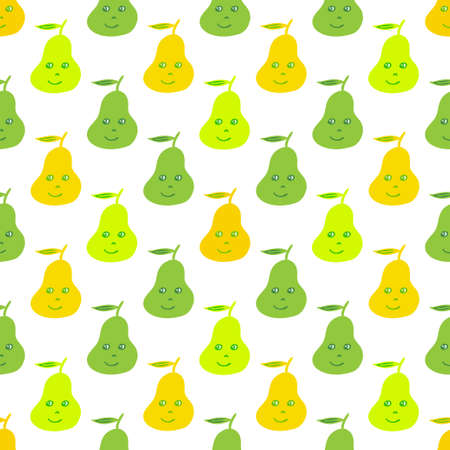 Cartoon style pears seamless pattern. Vector illustration.のイラスト素材