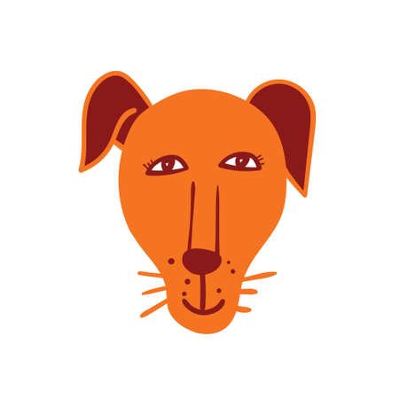 Cute animal head on white background. Vector illustration of cute dog face.のイラスト素材