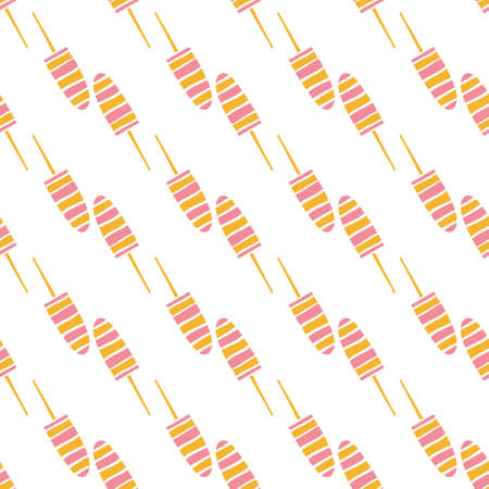 Seamless pattern with ice cream in cartoon style. Decorative texture.のイラスト素材