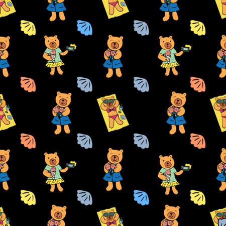 Cartoon characters. Decorative texture for wallpaper, textile, scrapbook, packaging paper.のイラスト素材