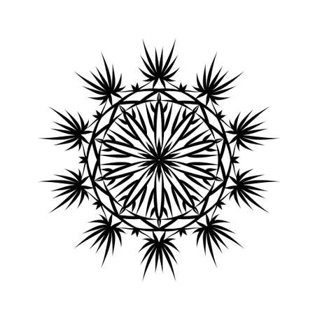 Round ornament of lace snowflake. Vector design element. Ornamental elegant detail.のイラスト素材