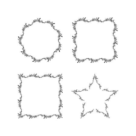 Set of vector floral frames. Decorative design element with botanical details.のイラスト素材