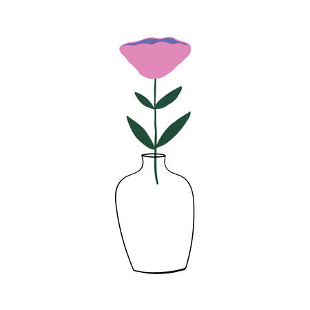 Floral composition in vase. Bouquet of flowers. Interior decor. Modern design element. Vector illustration.のイラスト素材