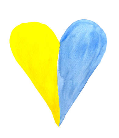 Watercolor painted colorful heart.の写真素材