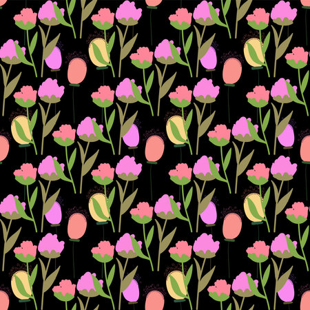 Seamless decorative pattern. Repeated modern background for wallpaper, web, scrapbook, wrapping paper, digital design. Vector illustration.のイラスト素材