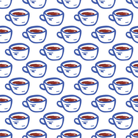 Christmas seamless pattern. Background with tea cups for wrapping paper, greeting cards, web pages, scrapbook. New Year texture.のイラスト素材