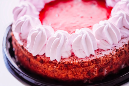 Sweet berry cake close up.
