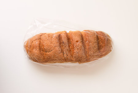 Freshly baked bread on white background.の写真素材