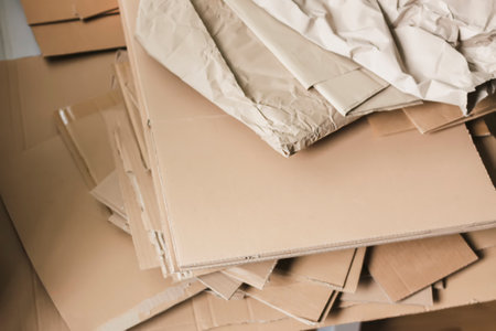Cardboard and paper stack.の写真素材