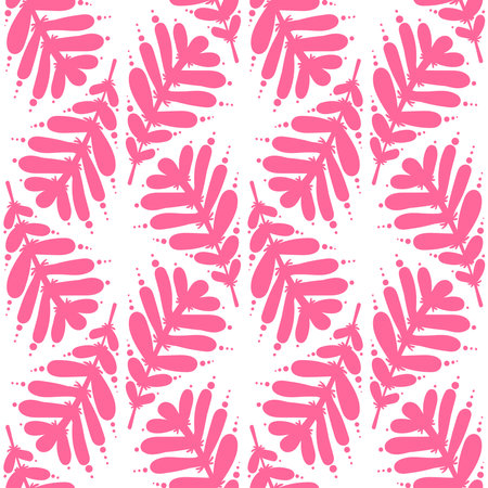 Seamless pattern. Elegant stylish background. Vector texture with pink leaves.のイラスト素材
